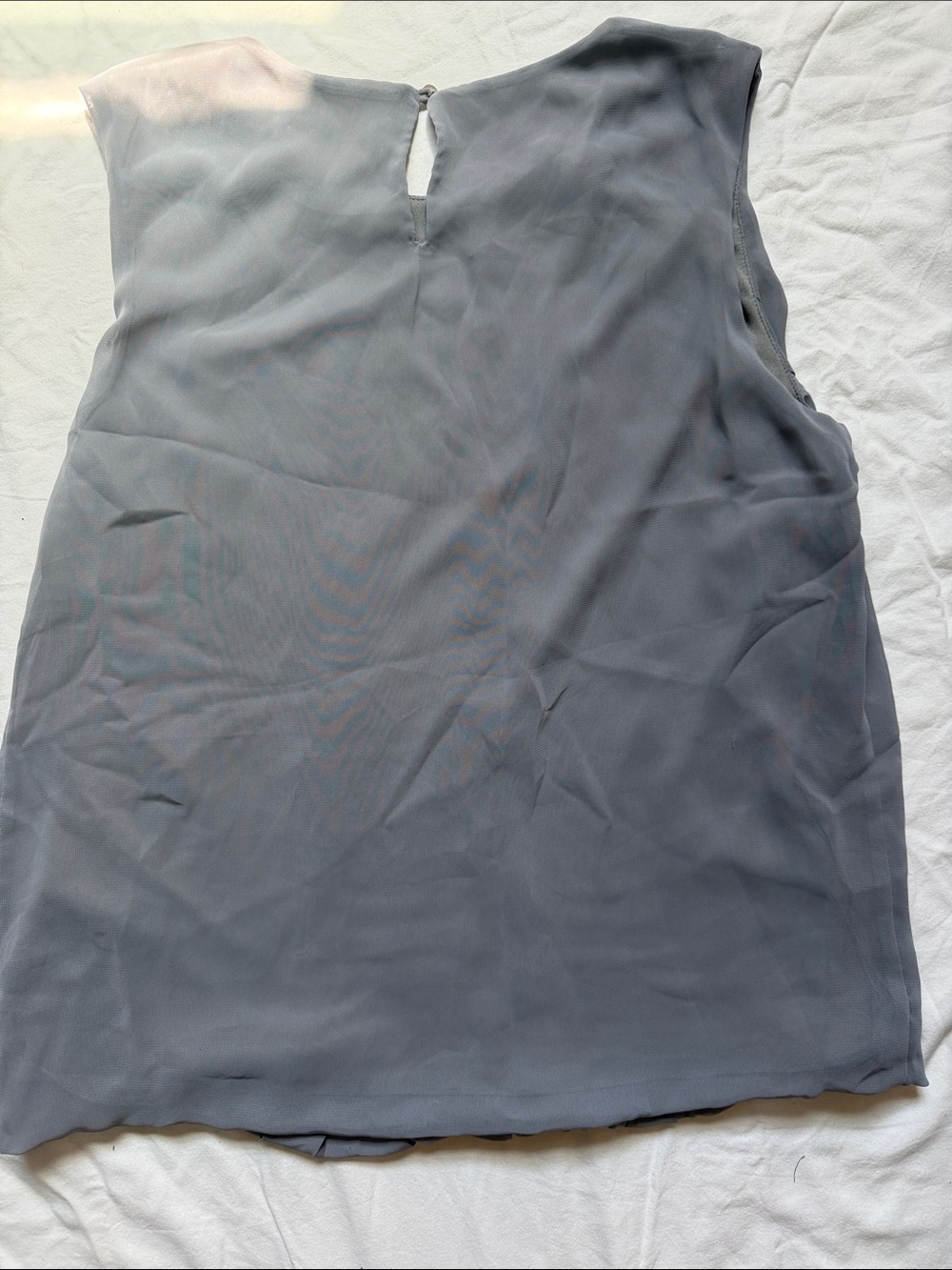 Calvin Klein Sleeveless Pleated Shell - Gray - Picture 3 of 3